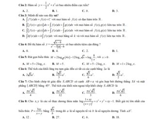 Đề thi HK1 Toán 12 năm 2020 2021 trường THPT chuyên Lê Quý Đôn Khánh Hòa