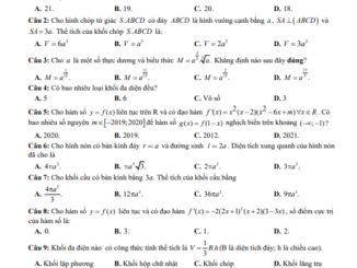 Đề thi HK1 Toán 12 năm 2020 2021 trường THPT Đông Sơn 2 Thanh Hóa