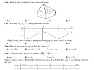 Đề thi HK1 Toán 12 năm 2020 2021 trường THPT Nguyễn Huệ BR VT