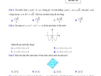 Đề thi HK1 Toán 12 năm học 2019 2020 sở GD&ĐT Cần Thơ