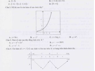 Đề thi HK1 Toán 12 năm học 2019 2020 sở GD&ĐT Đắk Lắk