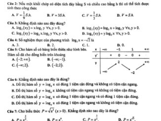 Đề thi HK1 Toán 12 năm học 2019 2020 trường Nguyễn Tất Thành Hà Nội