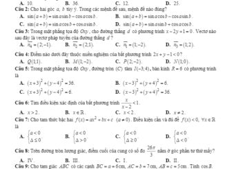 Đề thi HK2 Toán 10 năm học 2018 2019 sở GD và ĐT Quảng Nam