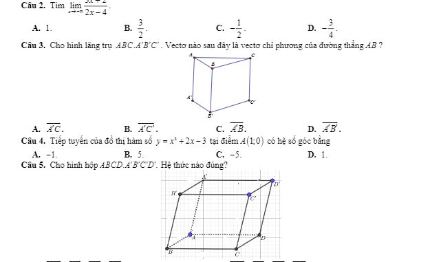 Đề thi HK2 Toán 11 năm 2018 – 2019 trường chuyên Hạ Long Quảng Ninh