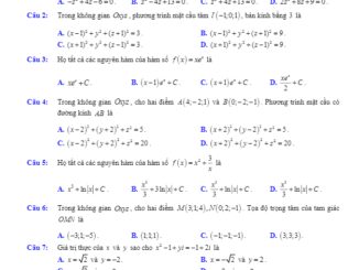 Đề thi HK2 Toán 12 GDTHPT năm học 2019 2020 sở GD&ĐT Cần Thơ