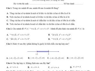 Đề thi học kì 1 Toán 10 năm 2019 2020 trường Đoàn Thượng Hải Dương