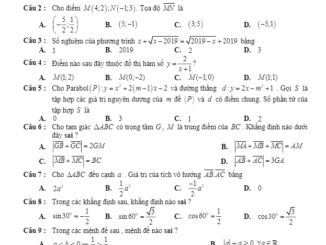 Đề thi học kì 1 Toán 10 năm 2019 2020 trường Đông Hưng Hà Thái Bình