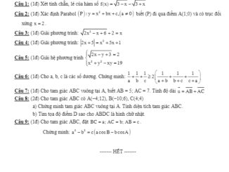 Đề thi học kì 1 Toán 10 năm 2019 2020 trường Nguyễn Chí Thanh TP HCM