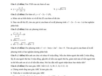 Đề thi học kì 1 Toán 10 năm 2019 2020 trường Phong Phú TP HCM