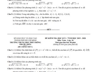 Đề thi học kì 1 Toán 10 năm 2019 2020 trường THPT Phước Kiển TP HCM