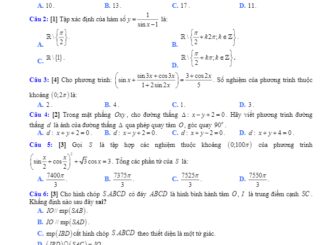 Đề thi học kì 1 Toán 11 năm 2019 2020 trường Đoàn Thượng Hải Dương