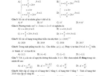 Đề thi học kì 1 Toán 11 năm 2019 2020 trường Đông Hưng Hà Thái Bình