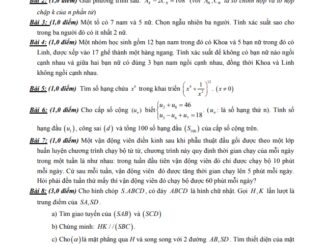 Đề thi học kì 1 Toán 11 năm 2019 2020 trường THPT Linh Trung TP HCM