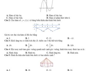 Đề thi học kì 1 Toán 12 năm 2019 2020 trường Long Thạnh Kiên Giang