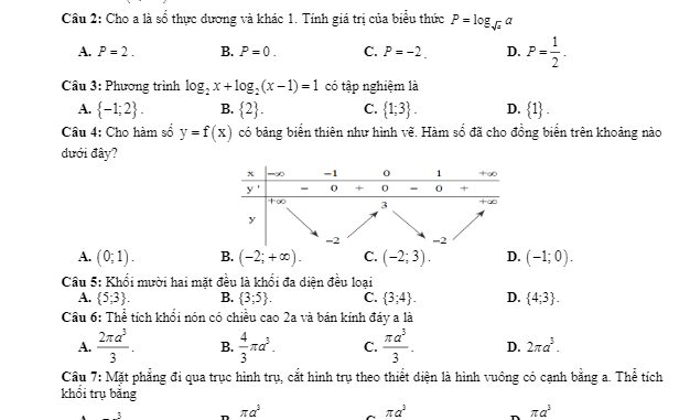 Đề thi học kì 1 Toán 12 năm 2019 2020 trường Nguyễn Chí Thanh TP HCM