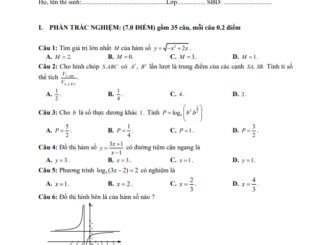 Đề thi học kì 1 Toán 12 năm 2019 2020 trường THPT An Nghĩa TP HCM
