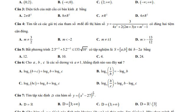 Đề thi học kì 1 Toán 12 năm 2019 2020 trường THPT Trần Khai Nguyên TP HCM