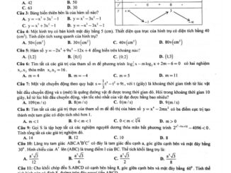 Đề thi học kì 1 Toán 12 năm 2020 2021 sở GD&ĐT Thái Bình