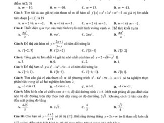 Đề thi học kì 1 Toán 12 năm học 2019 2020 sở GD và ĐT Bình Dương