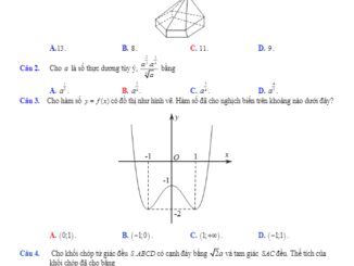 Đề thi học kì 1 Toán 12 năm học 2019 2020 sở GD&ĐT Tây Ninh