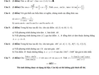 Đề thi học kì 2 Toán 10 năm 2019 2020 trường THPT An Dương Vương TP HCM