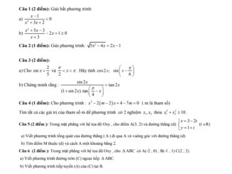 Đề thi học kì 2 Toán 10 năm 2019 2020 trường THPT Bà Điểm TP HCM