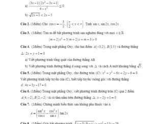 Đề thi học kì 2 Toán 10 năm 2019 2020 trường THPT Nguyễn Chí Thanh TP HCM