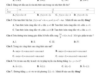 Đề thi học kì 2 Toán 10 năm 2019 2020 trường THPT Phú Lương Thái Nguyên