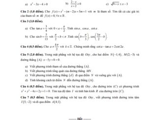 Đề thi học kì 2 Toán 10 năm 2019 2020 trường THPT Thanh Đa TP HCM
