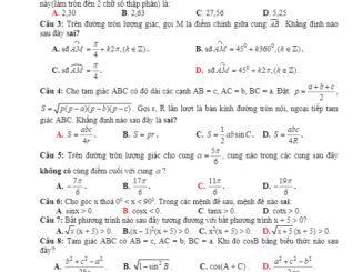 Đề thi học kì 2 Toán 10 năm học 2018 2019 sở GD&ĐT Quảng Bình