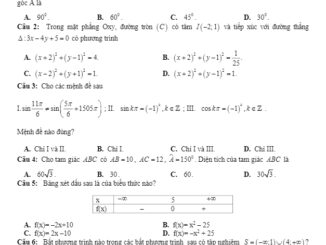 Đề thi học kì 2 Toán 10 năm học 2019 2020 trường THPT Yên Mỹ Hưng Yên