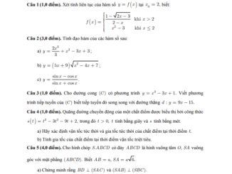 Đề thi học kì 2 Toán 11 năm 2019 2020 trường TH Thực hành Sài Gòn TP HCM