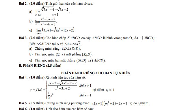 Đề thi học kì 2 Toán 11 năm 2019 2020 trường THPT Lê Trọng Tấn TP HCM