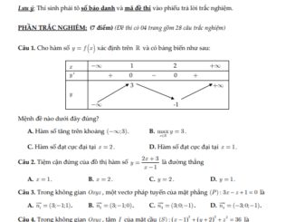 Đề thi học kì 2 Toán 12 năm 2019 2020 trường THPT Mạc Đĩnh Chi TP HCM