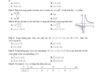 Đề thi học kì 2 Toán 12 năm 2019 2020 trường THPT Trần Hưng Đạo Nam Định