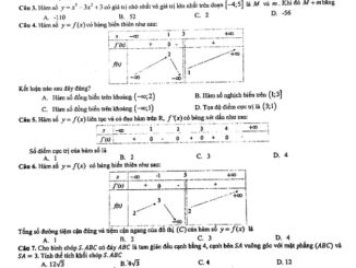 Đề thi học kỳ 1 Toán 12 năm 2019 2020 trường chuyên Hà Nội Amsterdam