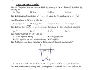 Đề thi học kỳ 1 Toán 12 năm 2019 2020 trường THPT Trường Chinh TP HCM