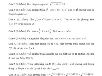 Đề thi học kỳ 2 Toán 10 năm học 2019 2020 trường THPT thị xã Quảng Trị