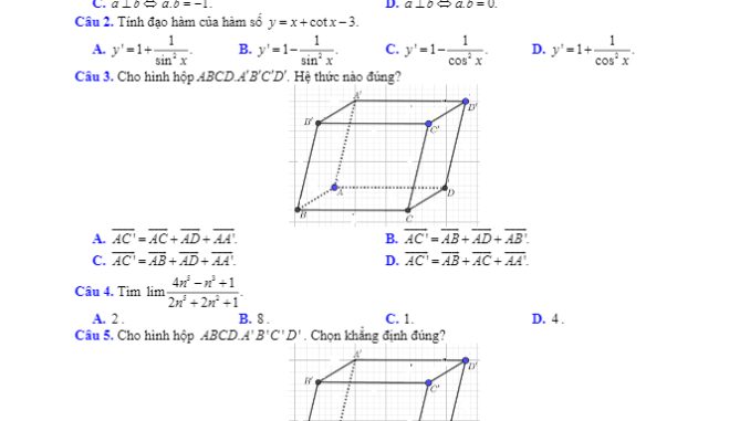 Đề thi học kỳ 2 Toán 11 năm 2019 2020 trường THPT chuyên Hạ Long Quảng Ninh