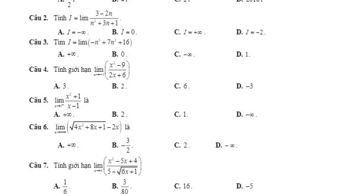 Đề thi học kỳ 2 Toán 11 năm 2019 2020 trường THPT Lạc Long Quân Bến Tre