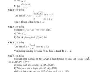 Đề thi học kỳ 2 Toán 11 năm học 2019 2020 trường THPT thị xã Quảng Trị