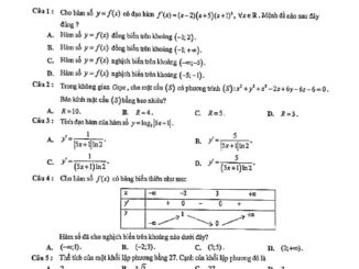 Đề thi học kỳ 2 Toán 12 năm 2019 2020 trường THPT chuyên Thái Nguyên