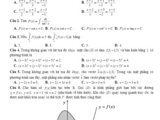 Đề thi học kỳ 2 Toán 12 THPT năm học 2019 2020 sở GD&ĐT Hậu Giang