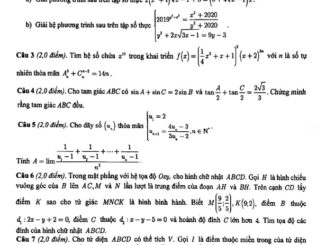 Đề thi học sinh giỏi tỉnh Toán 12 THPT năm 2019 2020 sở GD&ĐT Gia Lai