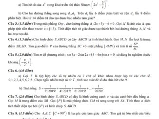 Đề thi HSG cấp trường Toán 11 năm 2020 2021 trường Cẩm Xuyên Hà Tĩnh
