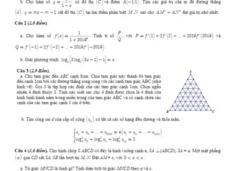 Đề thi HSG Toán 12 THPT cấp tỉnh năm 2019 2020 sở GD&ĐT Quảng Bình