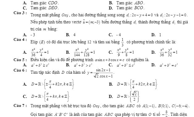 Đề thi KSCL lần 1 Toán 11 năm 2019 2020 trường Thanh Miện Hải Dương