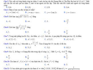 Đề thi KSCL Toán 11 THPTQG lần 3 năm 2018 – 2019 trường Triệu Sơn 2 – Thanh Hoá