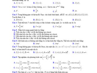 Đề thi KSCL Toán 12 lần 1 năm 2019 2020 trường Đông Sơn 1 Thanh Hoá