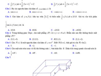 Đề thi KSCL Toán 12 lần 1 năm 2019 trường THPT Phan Đình Phùng Hà Tĩnh
